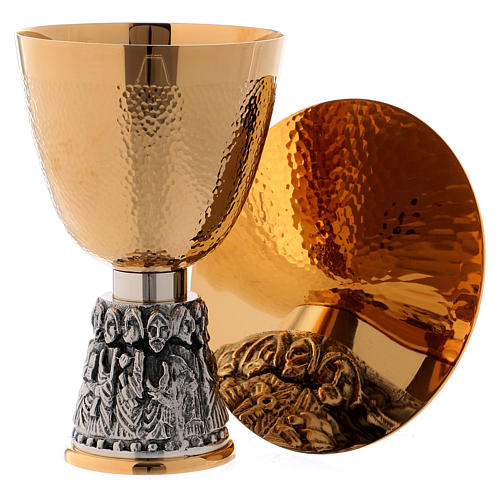 Chalice and paten Molina with twelve apostles in two tone brass 1