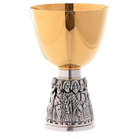 Communion chalice Molina twelve apostles in two coloured brass