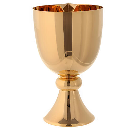 Simple classic style chalice with lip in gold-plated brass, Molina 6