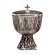 Molina ciborium with design of grapes and vine leaves in relief in silver brass s1