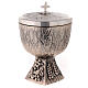 Molina ciborium with design of grapes and vine leaves in relief in silver brass s4