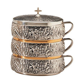 Stackable ciborium Molina with grapes and leaves in silver brass