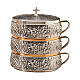 Stackable ciborium Molina with grapes and leaves in silver brass s1