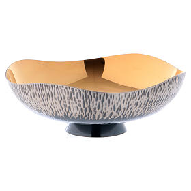 Patena offertoriale onde martellata a mano ottone argentato
