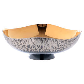 Patena offertoriale onde martellata a mano ottone argentato
