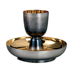 Simple communion service hammered by hand in silver brass