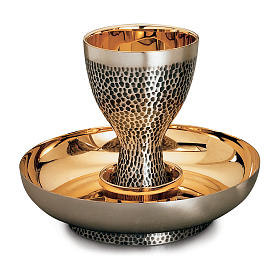 Servicio Comunión martillado a mano latón plateado