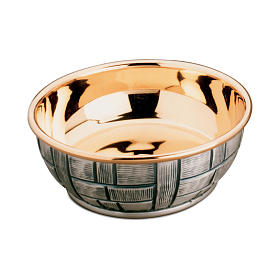 Bowl paten with basket design in silver-plated brass