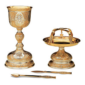 Byzantine style eastern rite set with Pantocrator in two tone brass Molina