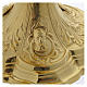 Ciborium with faces of Joseph, Mary and Jesus and leaves design in golden brass s6
