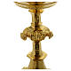 Ciborium with faces of Joseph, Mary and Jesus and leaves design in golden brass s7