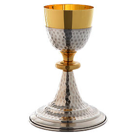 Chalice and ciborium hammered in silver brass