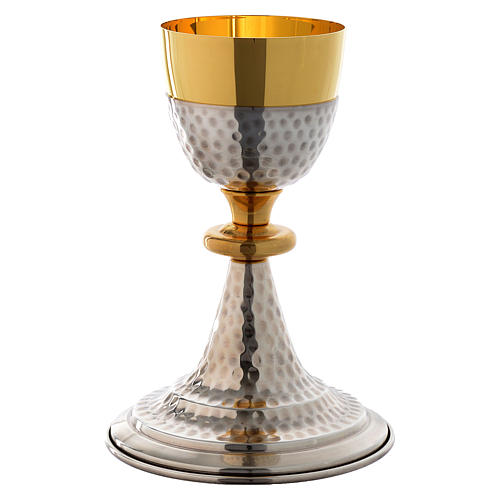 Chalice and ciborium hammered in silver brass 2