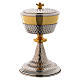 Chalice and ciborium hammered in silver brass s3