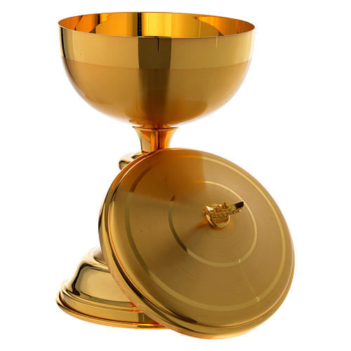 Chalice and ciborium with silver cross in golden brass 4