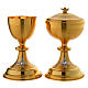 Chalice and ciborium with silver cross in golden brass s1