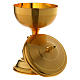 Chalice and ciborium with silver cross in golden brass s4