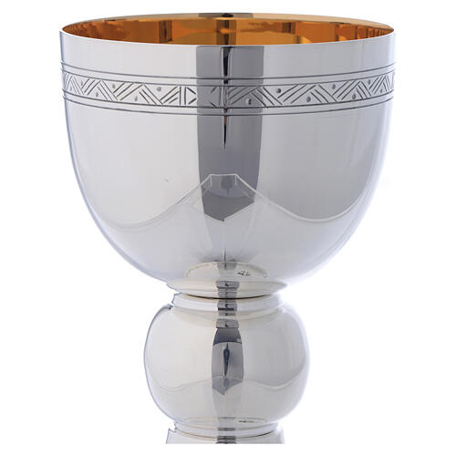 Chalice and Paten in brass by Monks of Bethlehem Romanic style, with case 3