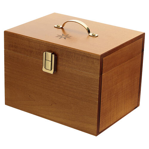 Wood and Velvet Monks of Bethlehem Box for Chalice and Paten 17x22x16 3