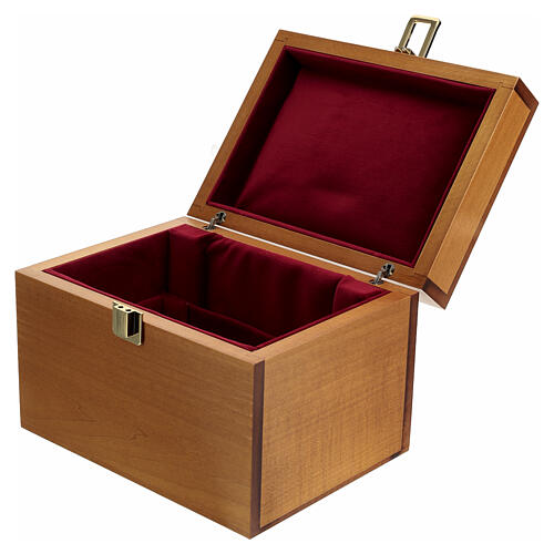Wood and Velvet Monks of Bethlehem Box for Chalice and Paten 17x22x16 4