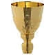 Chalice and paten in golden brass with shoots and grapes decoration s2