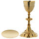 Chalice and paten Holy Family in golden brass s1
