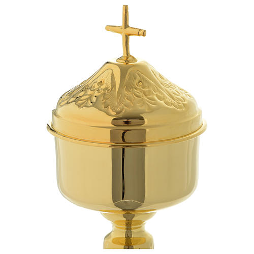 Ciborium in golden brass with shoots and grapes decoration 2
