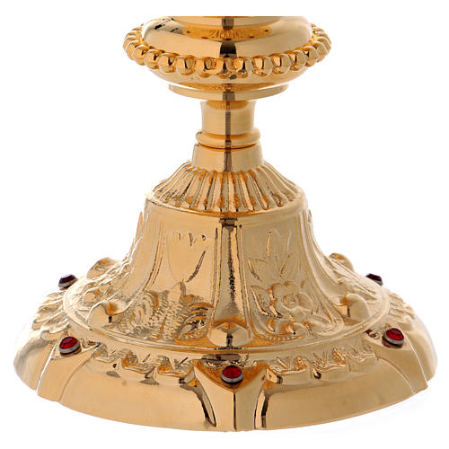 Chalice Baroque model in brass with red zircons 20 cm 4