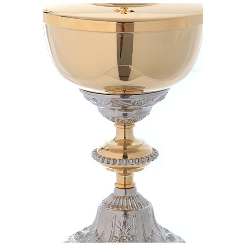 Ciborium Baroque model in golden and silver brass 25 cm 3