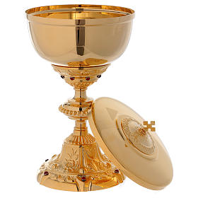 Baroque style Chalice in brass with red zircons, 10 in