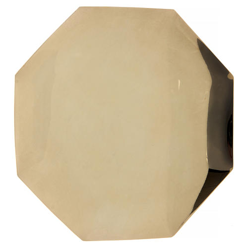 Octagonal paten in brass diam. 21 cm 1