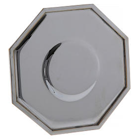 Octagonal paten in brass diam. 17 cm