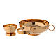 Ciborium set for hosts and wine with ring in golden brass s3