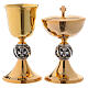 Chalice and ciborium in golden brass with cross and grapes decoration s1