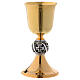 Chalice and ciborium in golden brass with cross and grapes decoration s2