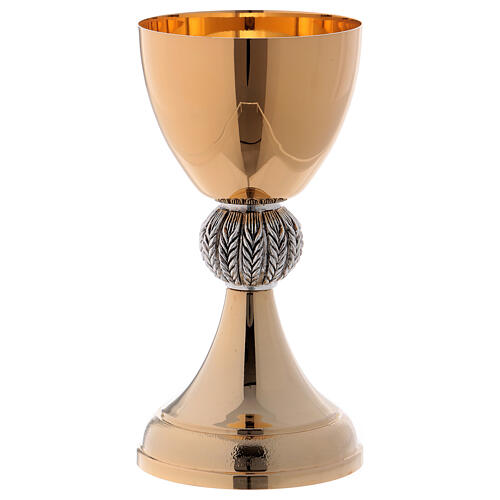 Chalice and ciborium in golden brass with wheat decoration 2