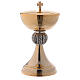 Chalice and ciborium in golden brass with wheat decoration s4