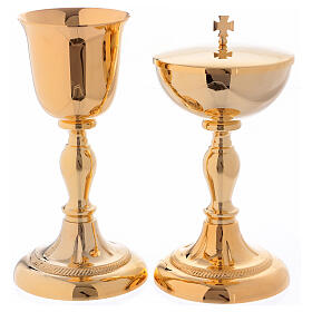 Chalice and ciborium in golden 24 karat brass