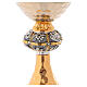 Chalice and ciborium in golden hammered brass with decorated knop s2