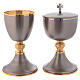 Brass Chalice and ciborium with 24 karat gold plated interior and central knop s1
