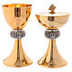 Chalice and ciborium in golden brass with fish and Chi-Rho decoration s1