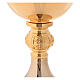 Chalice and ciborium in polished golden brass with leaves on junction s3