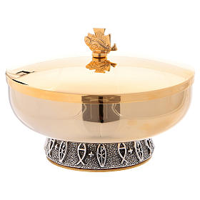 Patene mit Deckel Fische und PX Dekorationen Messing