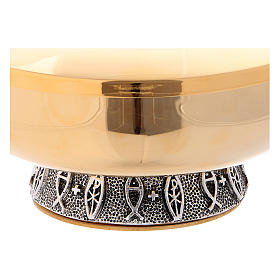 Patene mit Deckel Fische und PX Dekorationen Messing