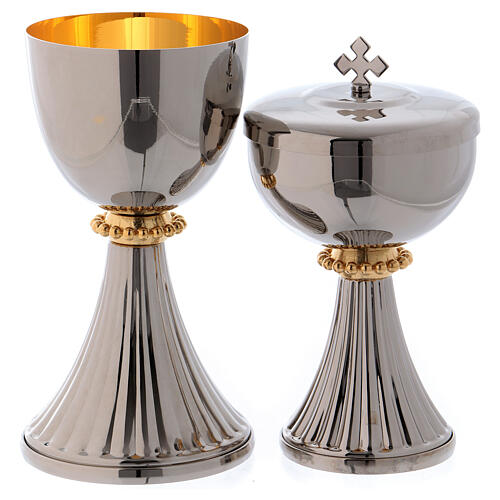Chalice and ciborium St. German in silver brass and golden brass 1