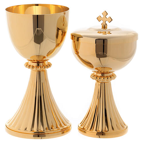 Chalice and ciborium St. German in golden brass 1