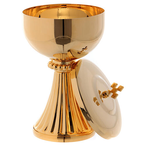 Chalice and ciborium St Germano in golden brass 4