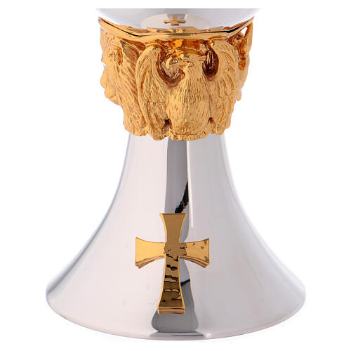 Chalice, ciborium and paten set in brass, with Evangelist symbols Molina 3