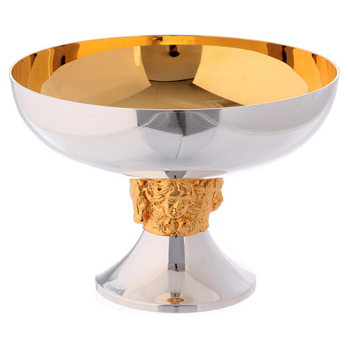 Chalice, ciborium and paten set in brass, with Evangelist symbols Molina 6