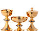 Chalice, ciborium and paten set in chiseled brass with lapis lazuli, Molina s1